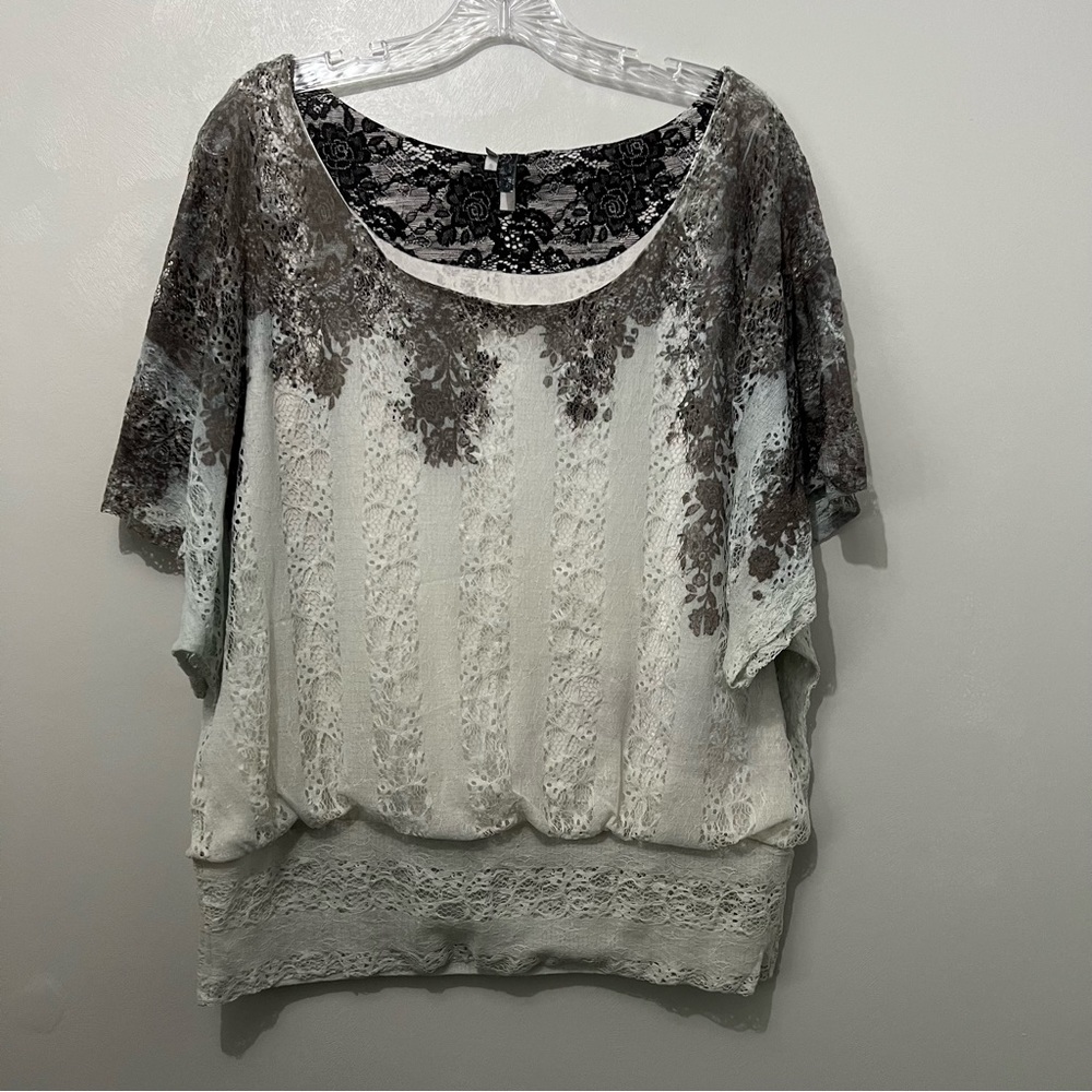 Studio Y Vintage Lace Scoop Neck Pullover Blouse | Women’s Size XL